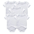 New Born Bodysuits Unisex 5Pieces Baby Girl Clothes Solid Color Cotton Baby Boy Clothes Set Cartoon Print Summer Bebes