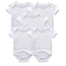 New Born Bodysuits Unisex 5Pieces Baby Girl Clothes Solid Color Cotton Baby Boy Clothes Set Cartoon Print Summer Bebes