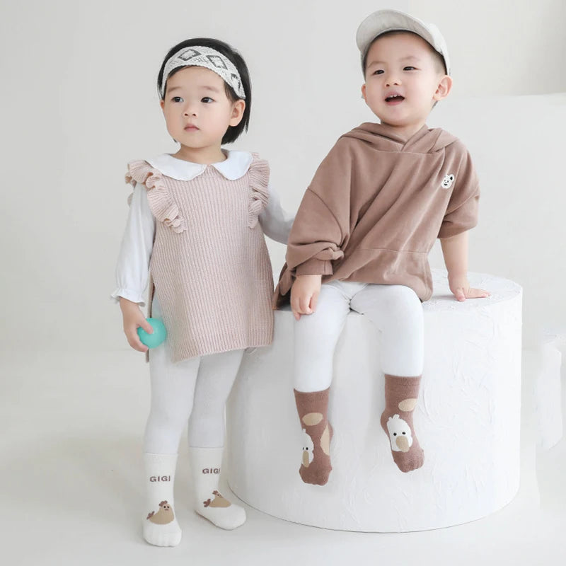 3 Pairs Winter Terry Fur Thicken Kids Newborn Baby Anti-slip Socks Cute Cartoon Floor Playing Plush Socks 0-5Y